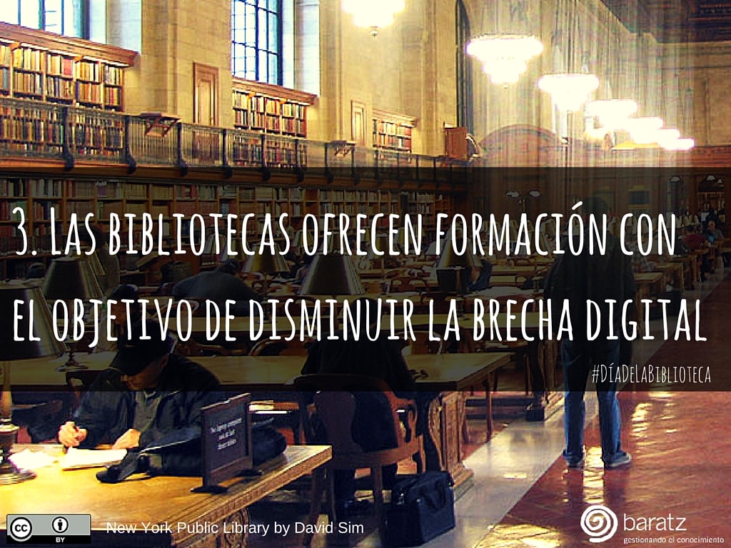 3. Las bibliotecas ofrecen formación con el objetivo de disminuir la brecha digital