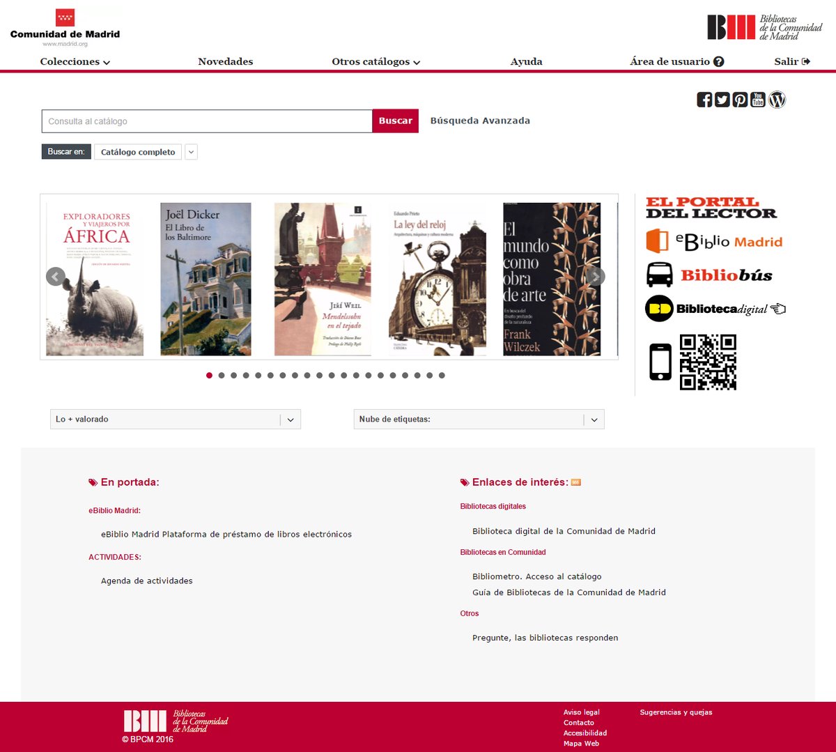 Catálogo de la Red de Bibliotecas Públicas de la Comunidad de Madrid (2016)