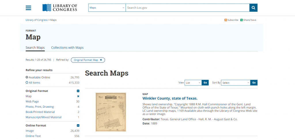 Colección de mapas de la Library of Congress
