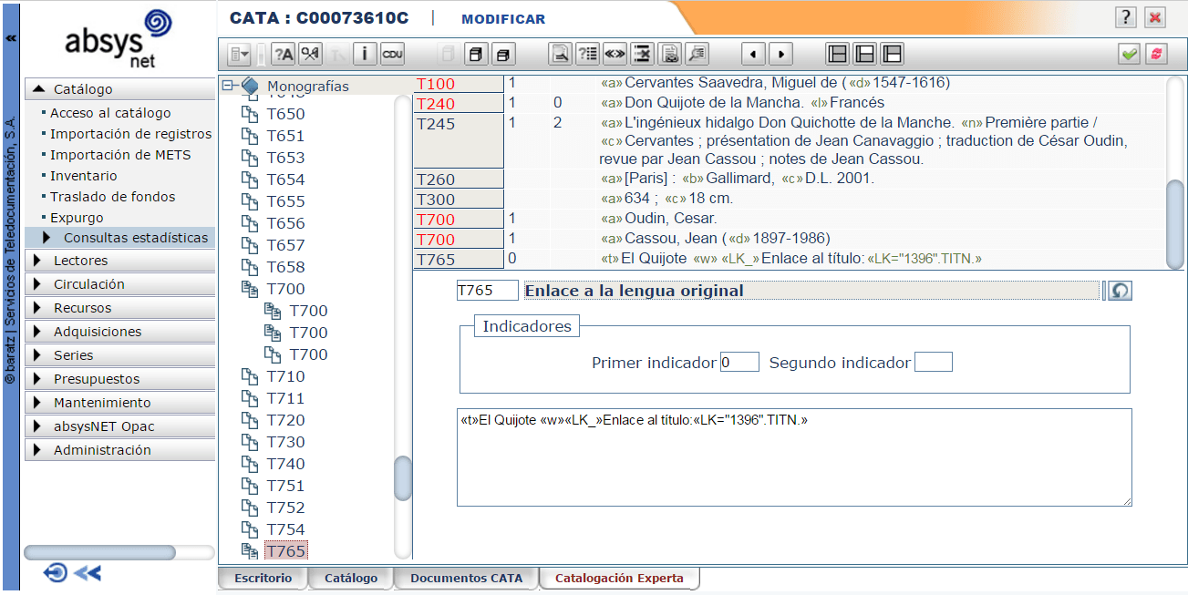 Creación de enlaces automáticos a un título determinado