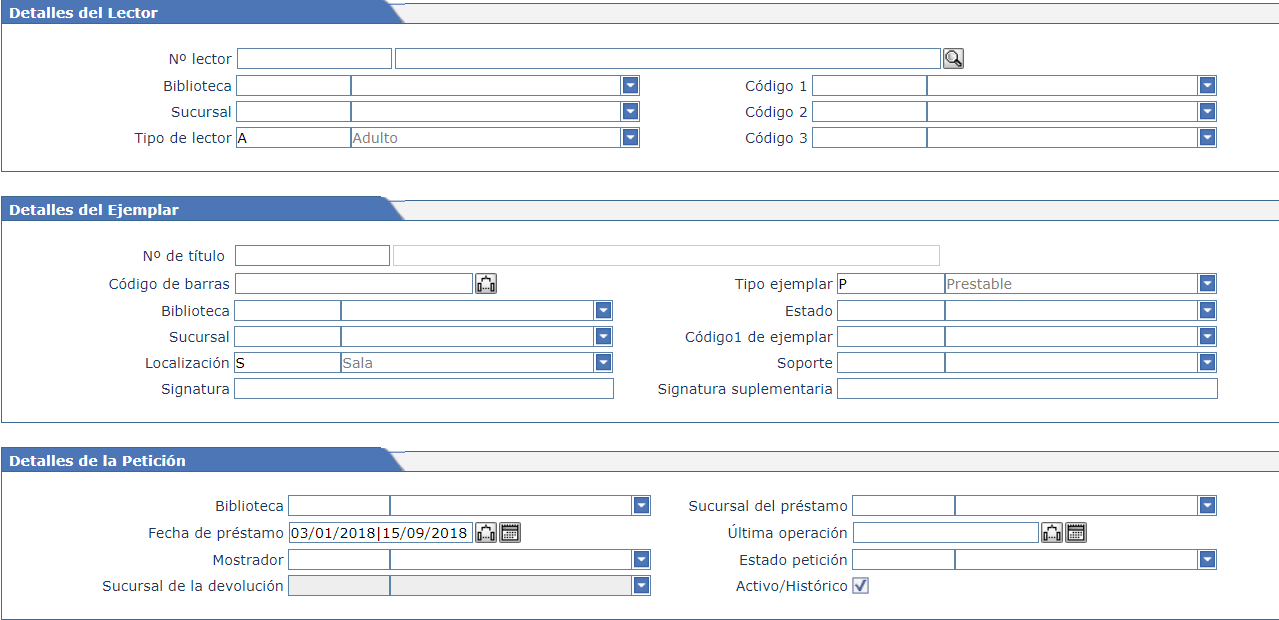 Detalles de la petición AbsysNet