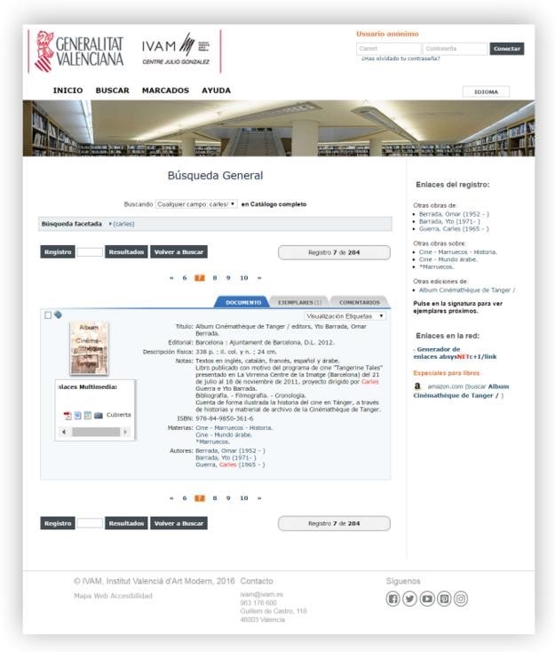 El módulo de biblioteca digital del Instituto Valenciano de Arte Moderno