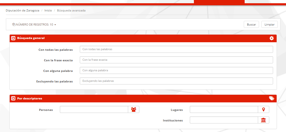 Formulario de búsqueda avanzada - MediaSearch - Diputación de Zaragoza