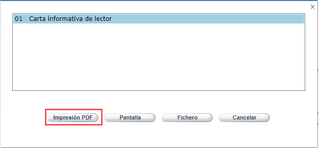 Impresión PDF carta informativa lector AbsysNet