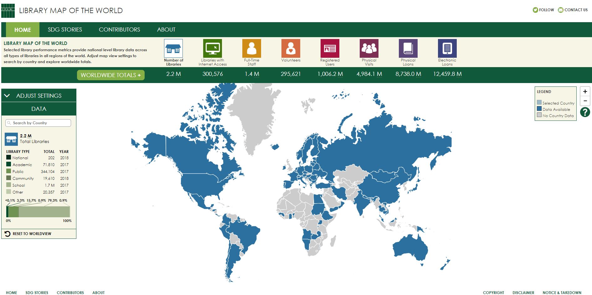 Library map of the world