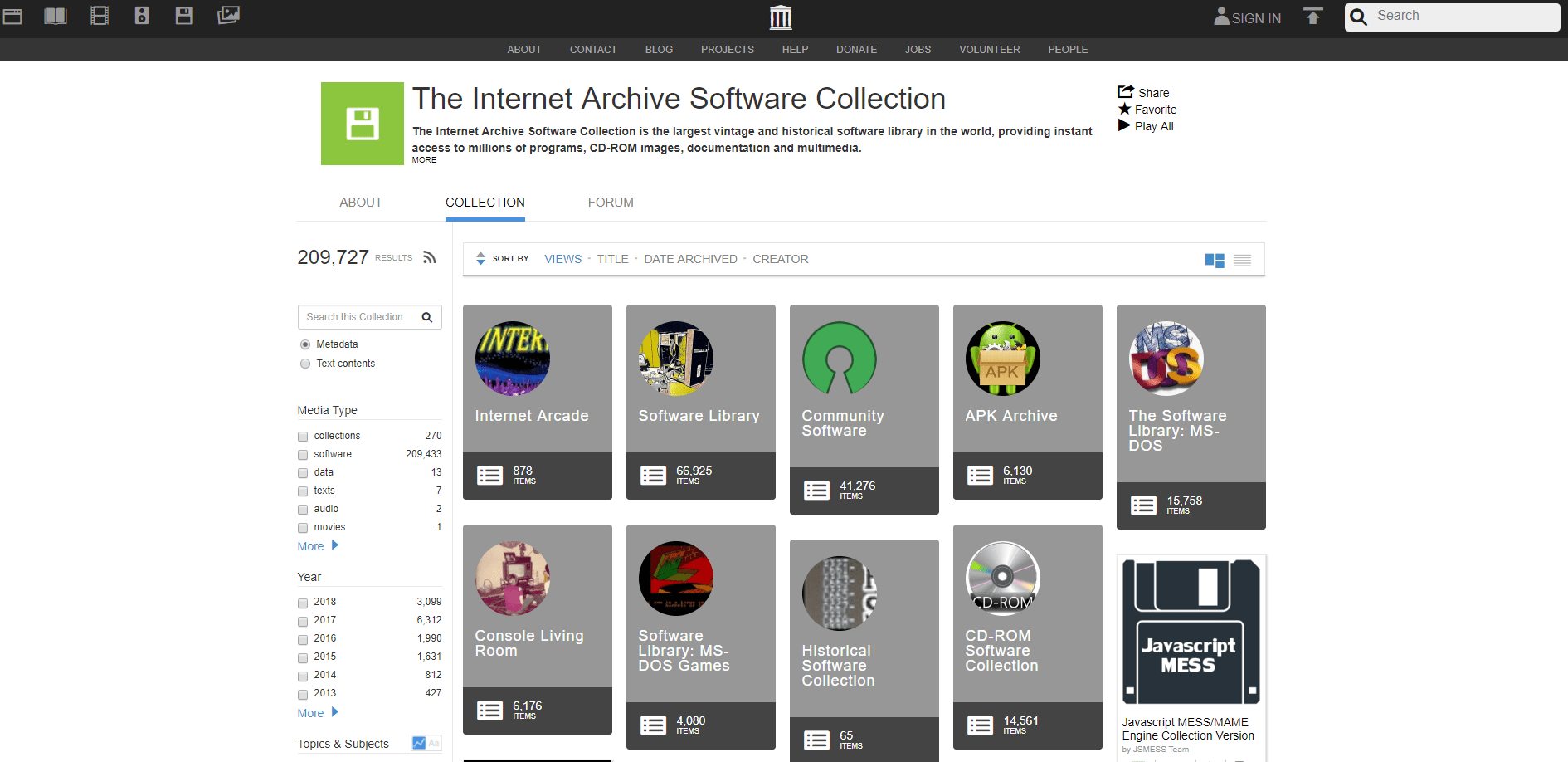 The Internet Archive Software Collection
