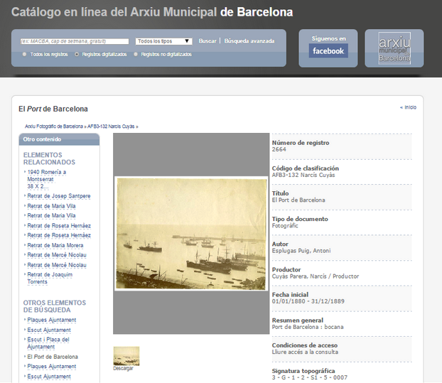 Catálogo en línea del Arxiu Municipal de Barcelona