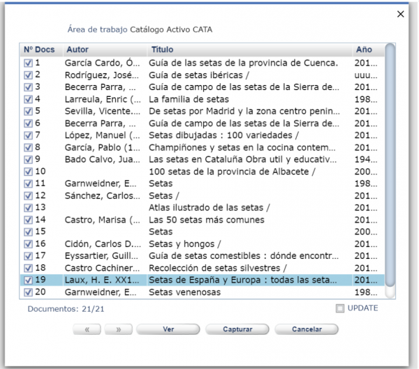 Área de trabajo catálogo activo CATA AbsysNet 2