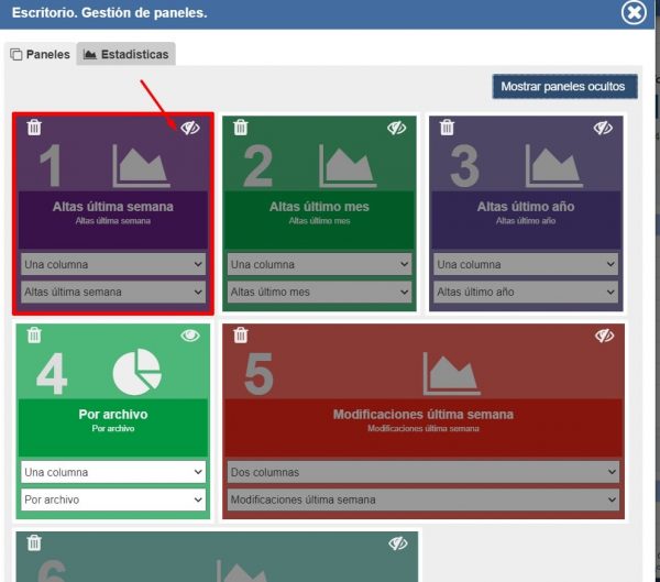 Escritorio Albalá Mostrar panel dinámico