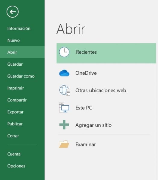 Abrir documento en Excel