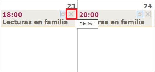 Eliminar evento en calendario AbsysNet