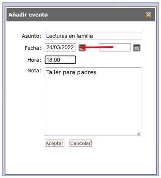 Horario eventos de AbsysNet