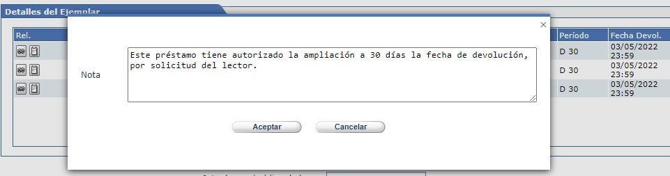 Cuadro de texto notas AbsysNet