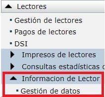 Gestión de datos de lectores en AbsysNet