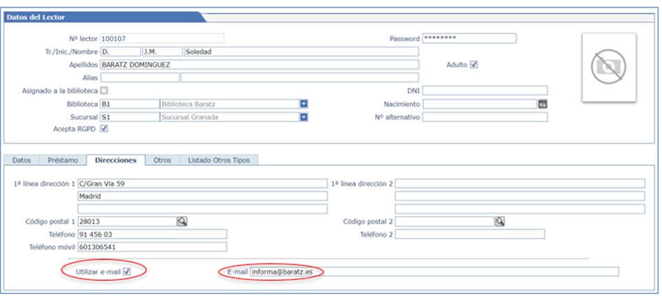 Contacto correo electrónico con lector Absys