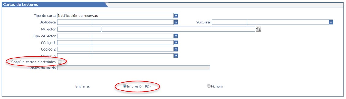 Impresión PDF contacto correo postal con lector Absys