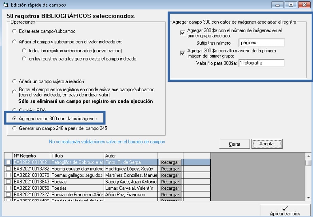 Edición rápida Digibib - Agregar campo 300 con datos de imágenes