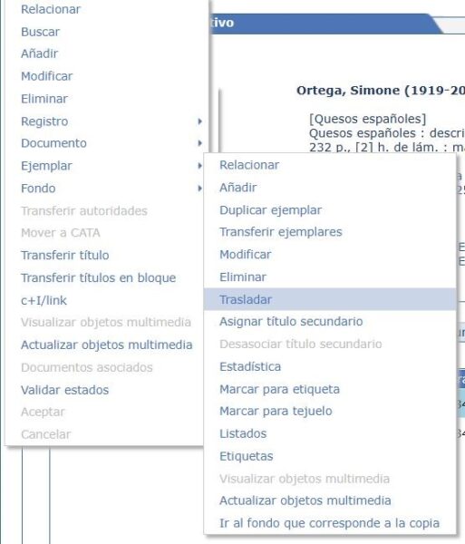 Transferir ejemplares en Absys desde el registro bibliográfico