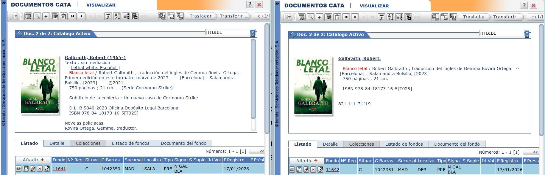 Transferir titulos en Absys biblioteca