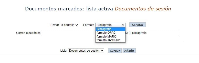 Documentos marcados lista activa Documentos de sesión AbsysNet