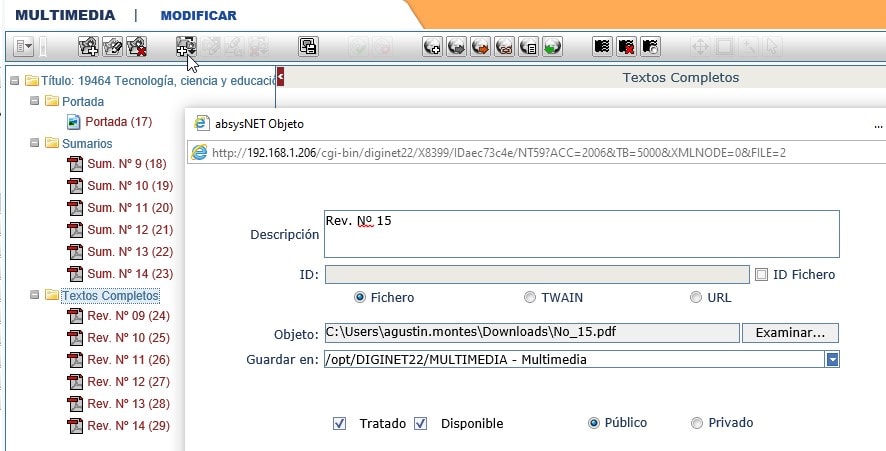 Insertar objetos multimedia en AbsysNet