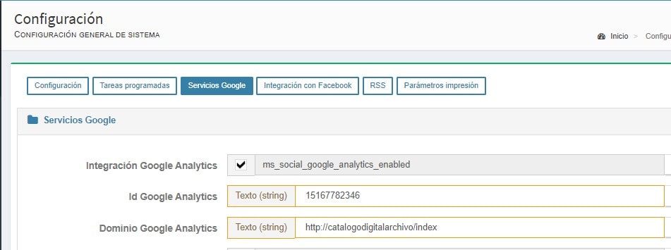 La integración de MediaSearch con Google Analytics se hace desde el propio panel de administrador de la herramienta