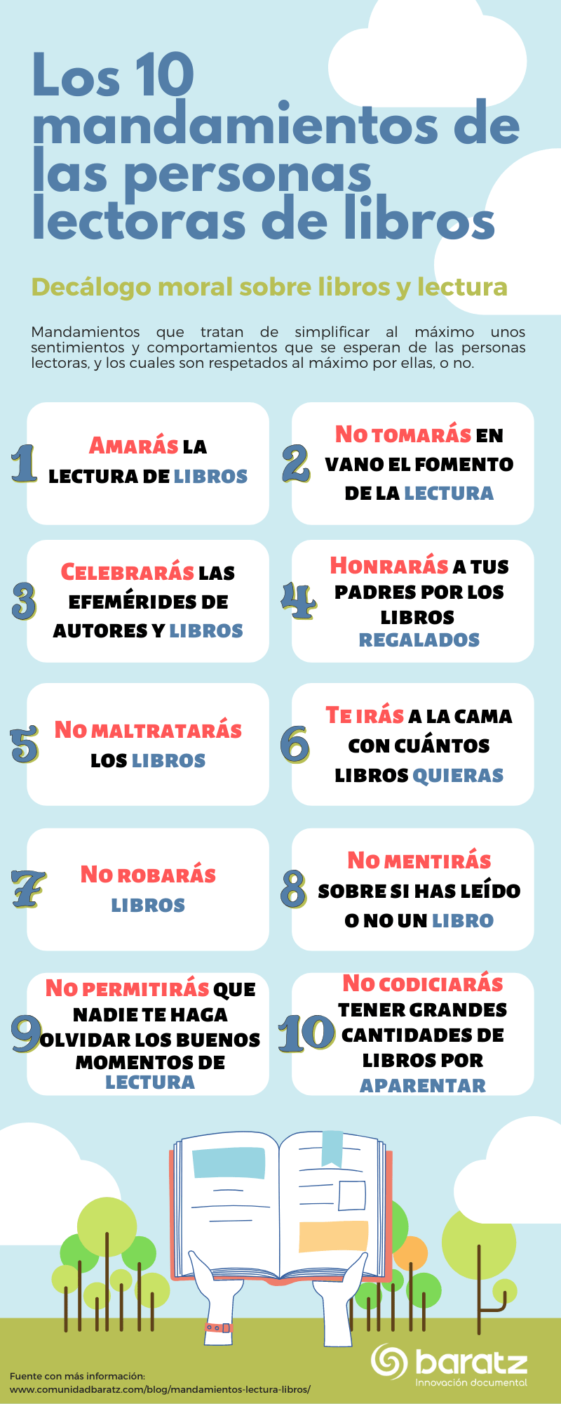 Los 10 mandamientos de las personas lectoras de libros