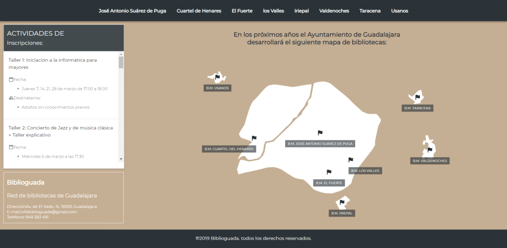 Mapa de bibliotecas de Guadalajara