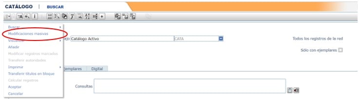 Modificaciones masivas registros AbsysNet biblioteca 2