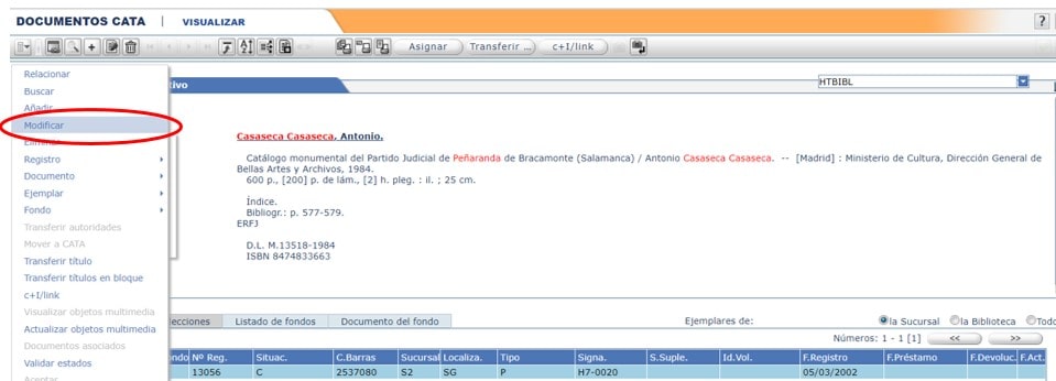 Modificar las catalogaciones de otras bibliotecas AbsysNet