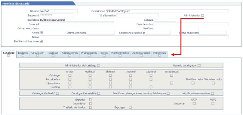 Permisos de usuarios no administradores AbsysNet biblioteca