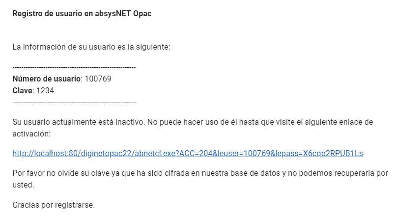 Registro de usuario en AbsysNet Opac