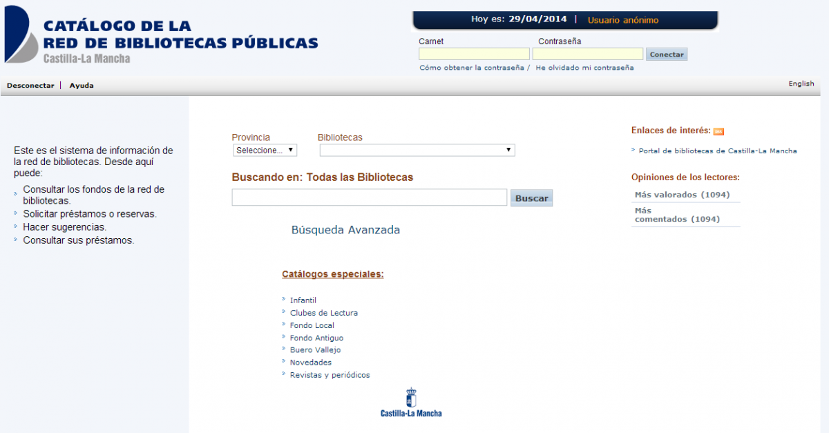 catálogo de Red de Bibliotecas de Castilla – La Mancha