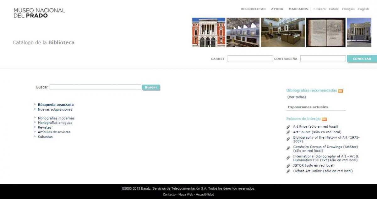 Opac AbsysNet 21 Biblioteca Museo del Prado